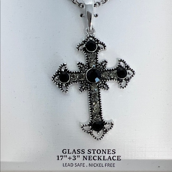 Piper K | Black & Silver Cross Necklace - Picture 3 of 9